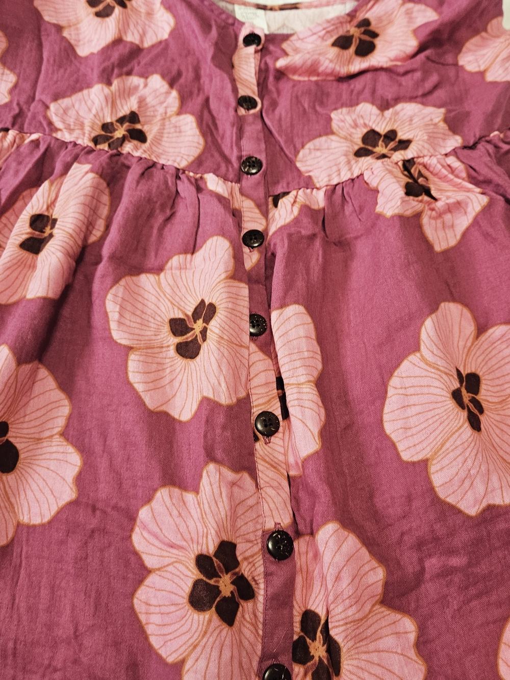 Button-Front Pink Floral Mini Dress - Picture 2 of 3